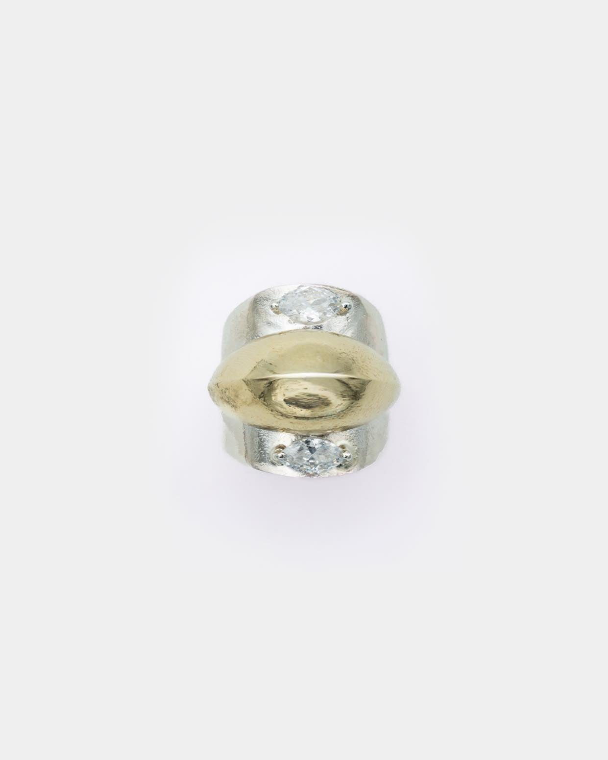 Voodoo Jewels Bold Shapes Callisto anello argento brone zirconi taglia M