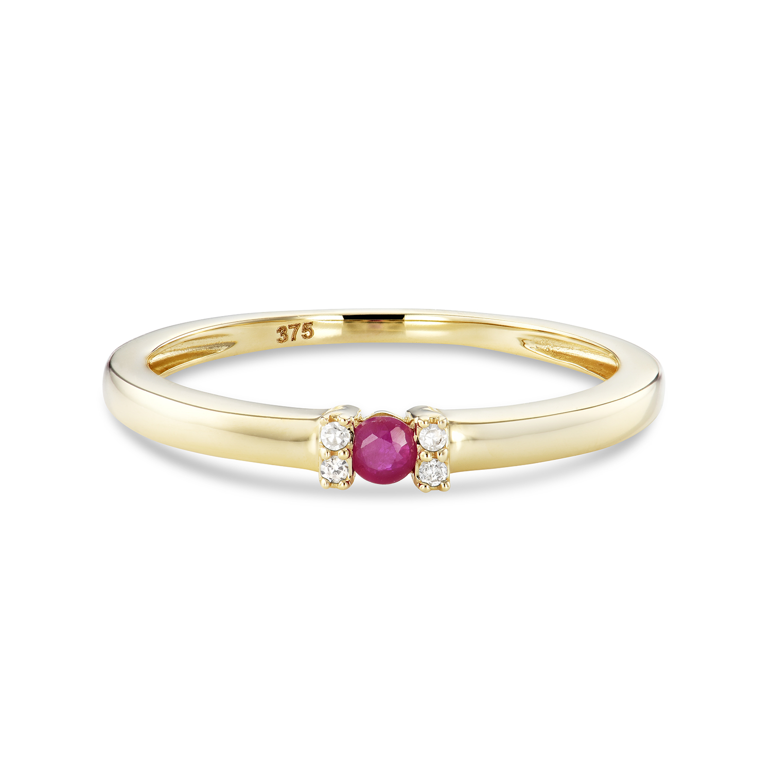 Miore Anello Oro Giallo 9Kt Rubino Naturale