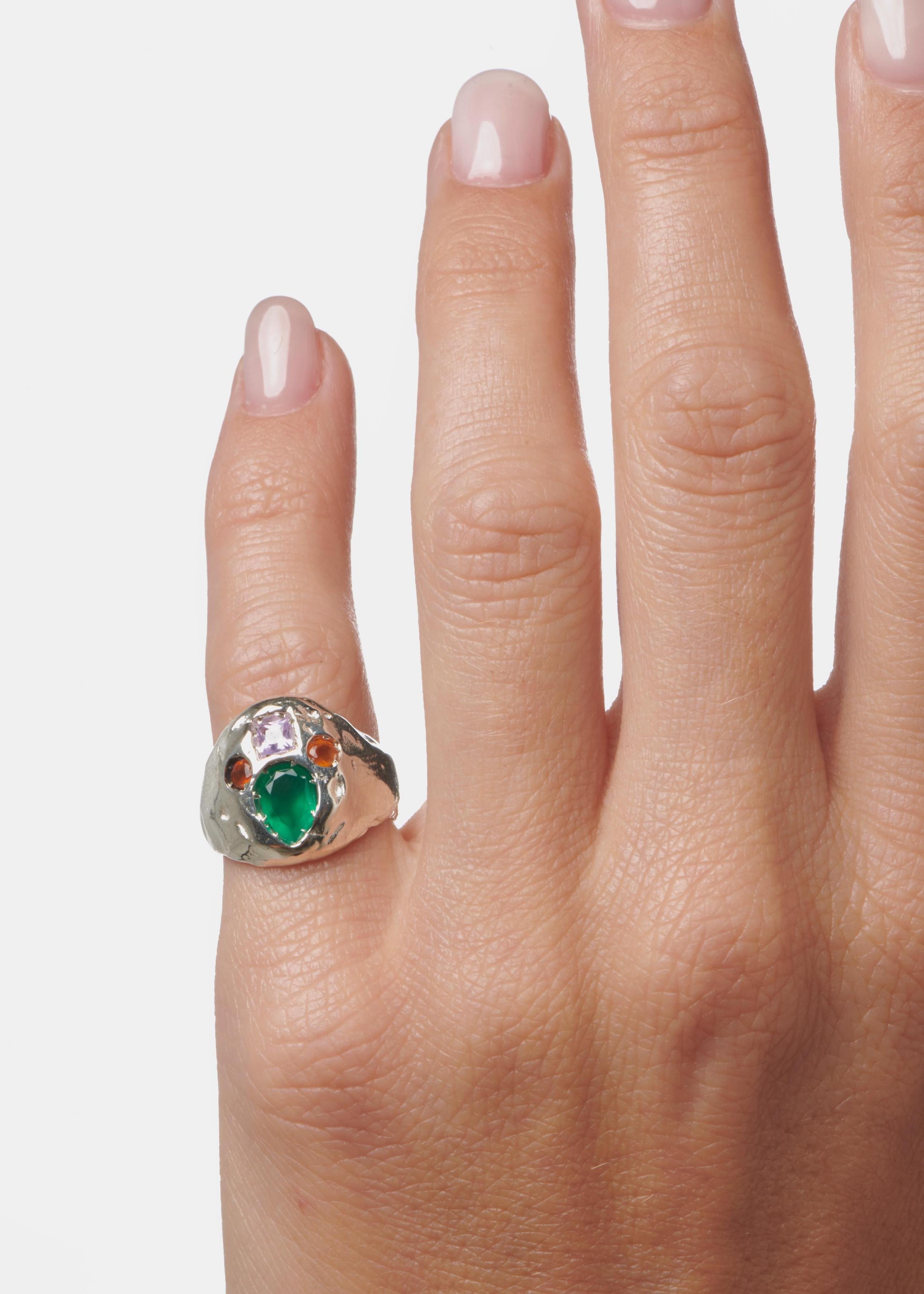 Voodoo Jewels Bold Shapes Arteaga anello sigillo in argento