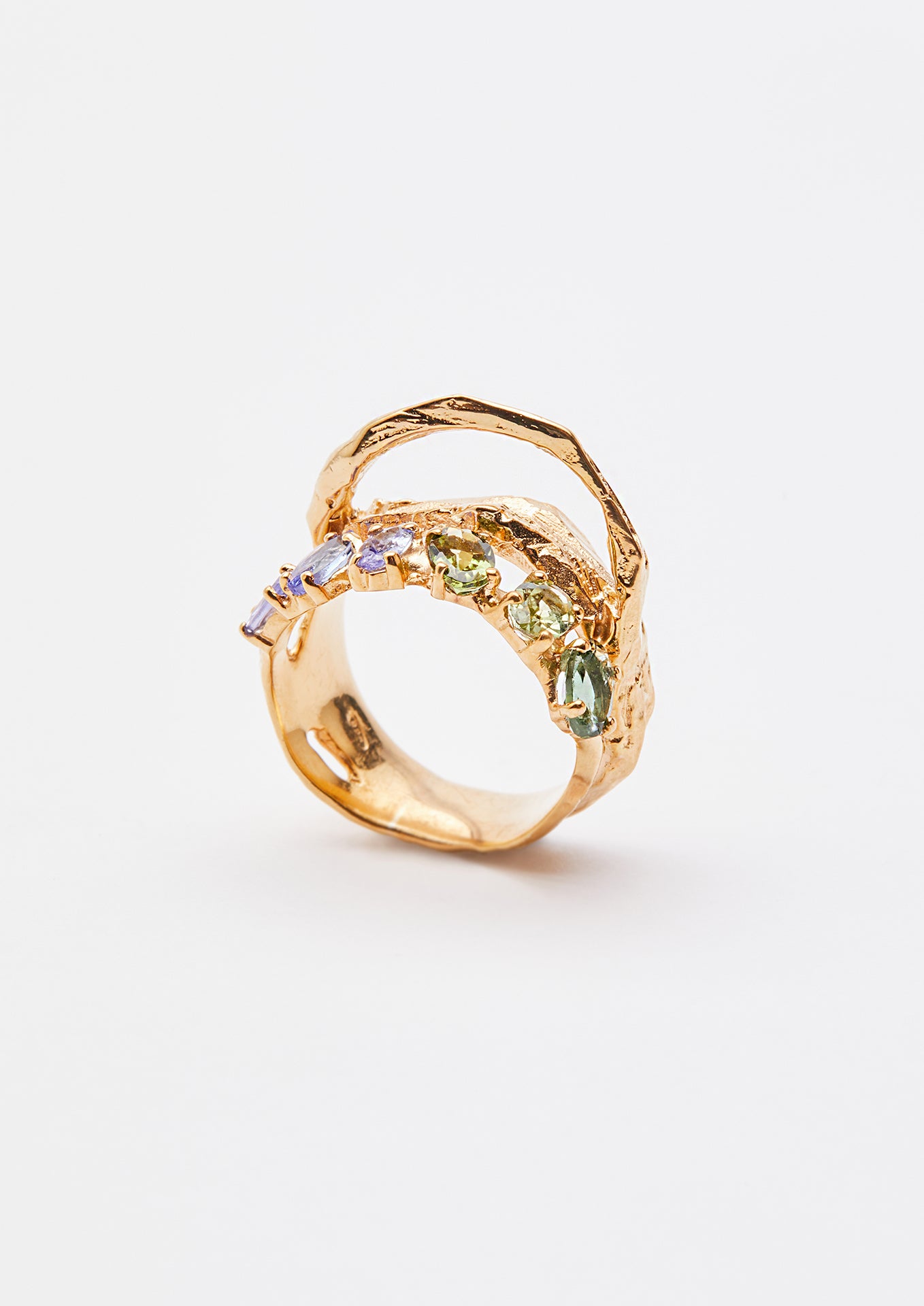Voodoo Jewels Bold Shapes Limba anello argento dorato tormaline