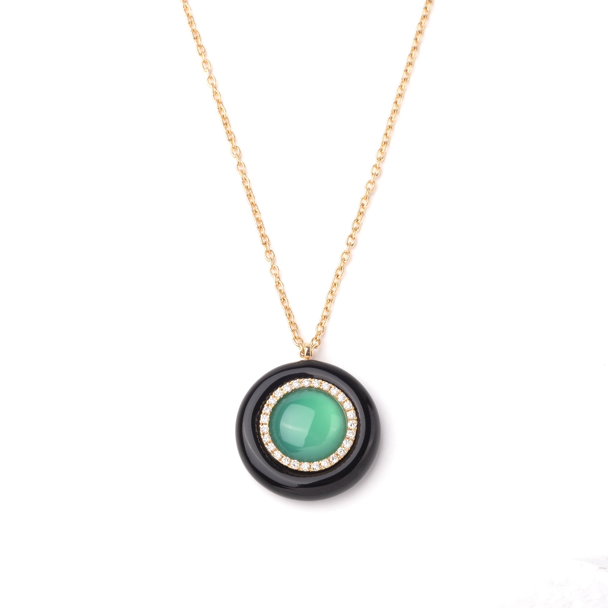 Noi Gioielli Mistica pendente oro giallo 18k agata verde diamanti