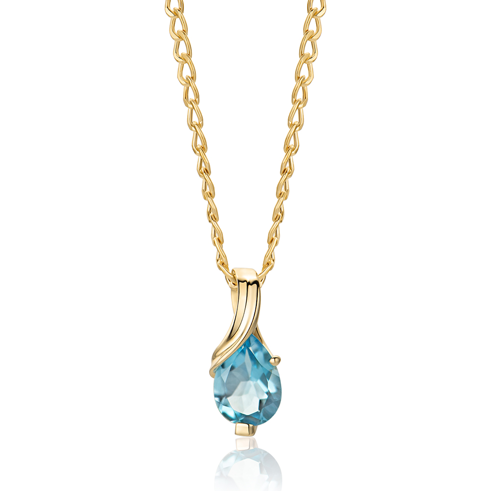Miore Collana Oro Giallo 9KT Topazio Blu