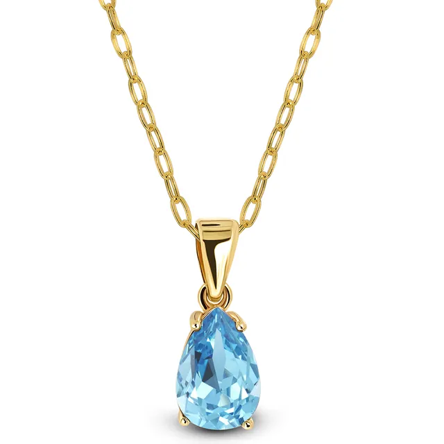 Miore Collana Oro Giallo 9Kt Topazio Blu
