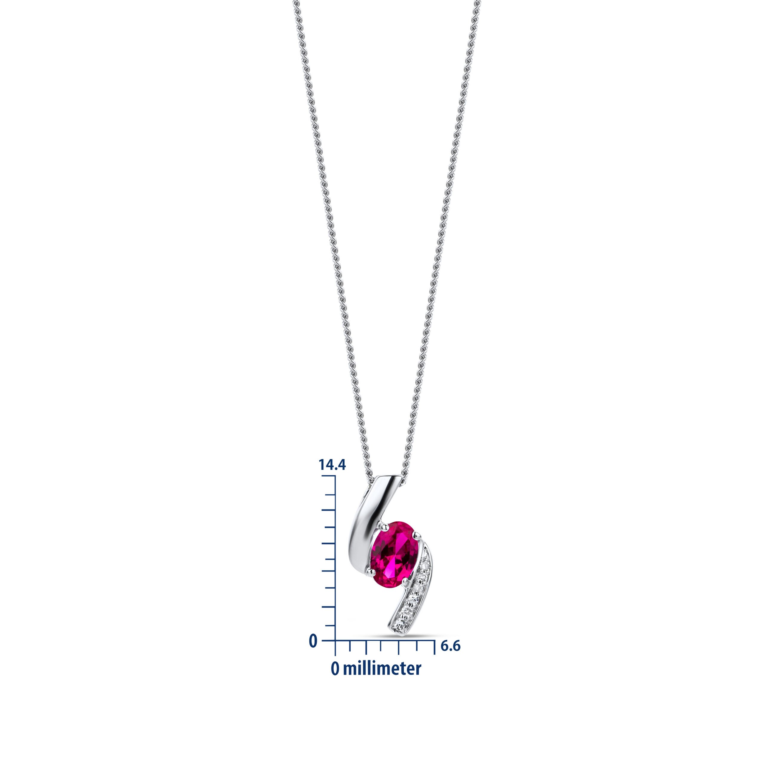 Miore Collana Oro Bianco 9Kt Rubino Creato