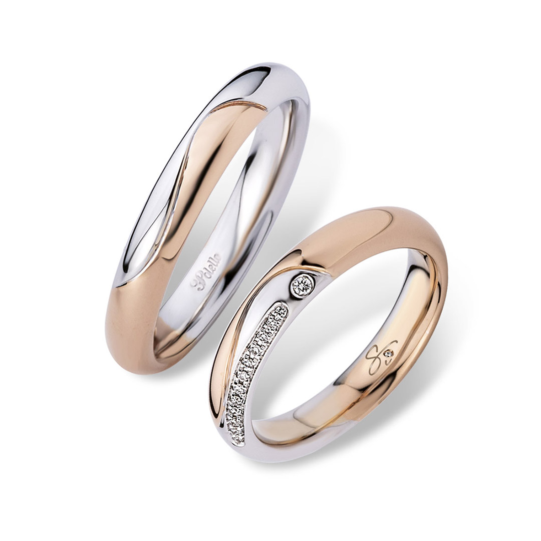 Polello Sì Lo Voglio fede bicolore oro rosa bianco