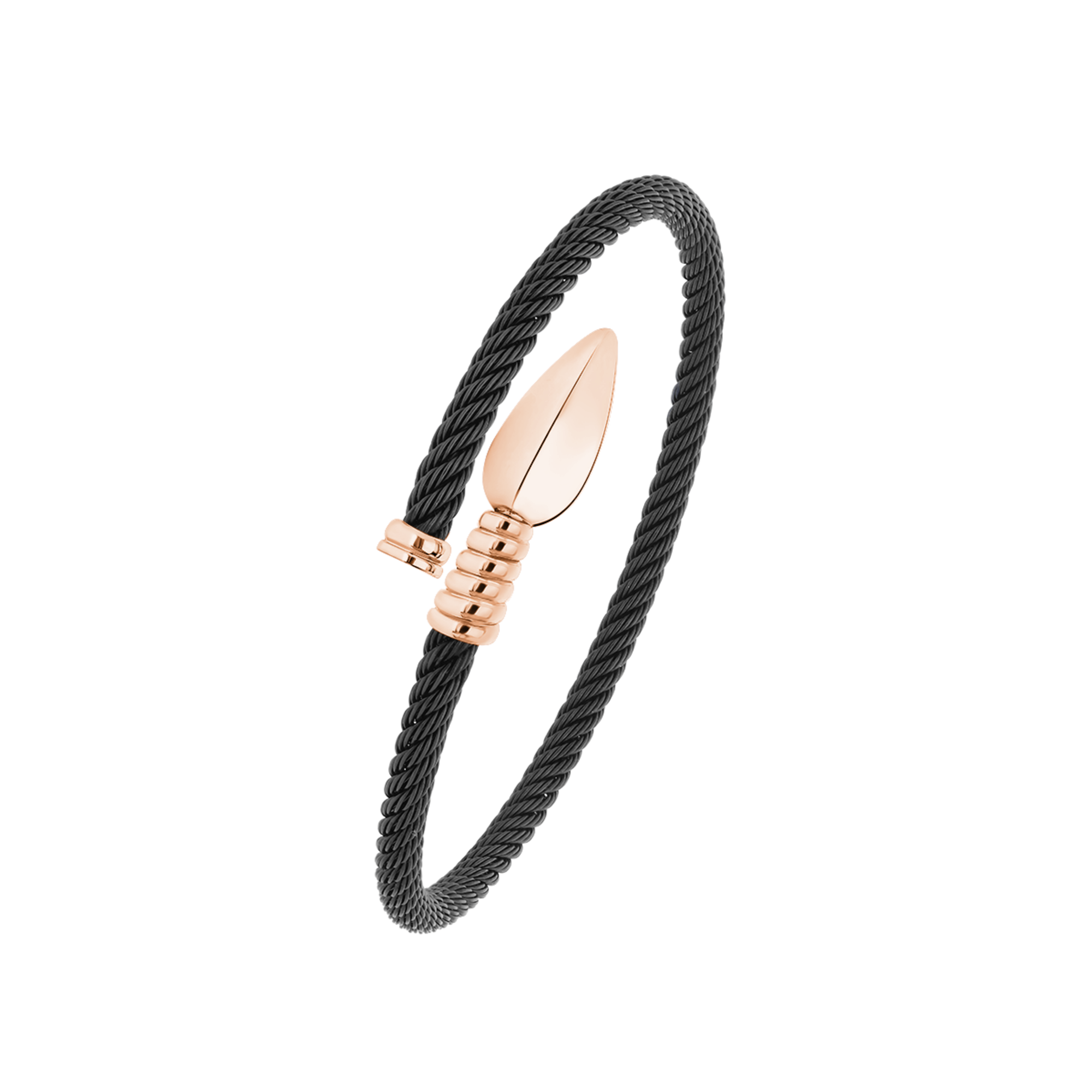 Korloff Lance JL-JLBBK01 bracciale oro rosa acciaio nero 17 cm
