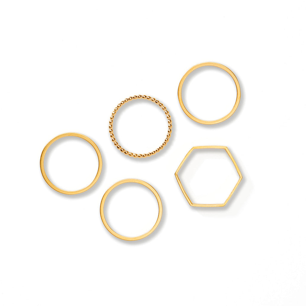 Ringly Stackable Ring Set 5 anelli oro misura 6