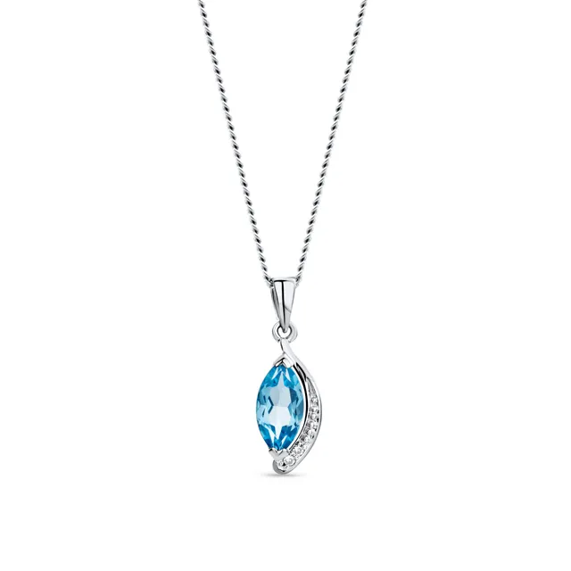 Miore Necklace collana oro bianco 9kt topazio blu