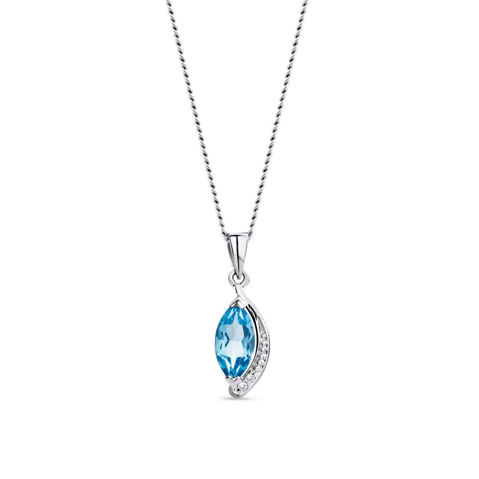 Miore Necklace collana oro bianco 9kt topazio blu