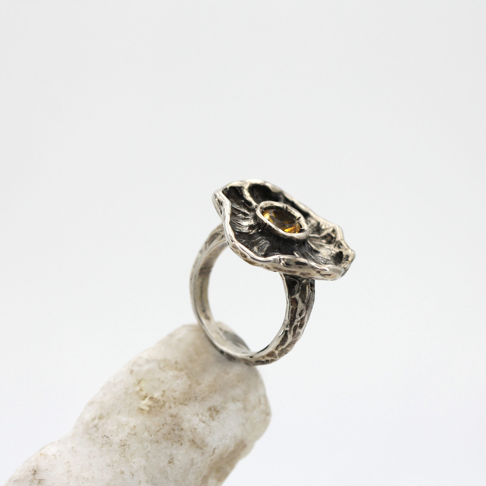 Anna Gioielli Winter Flower Anello Argento 925 Quarzo Citrino