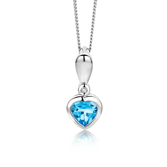 Miore Necklace Collana Oro Bianco 9Kt Topazio Blu