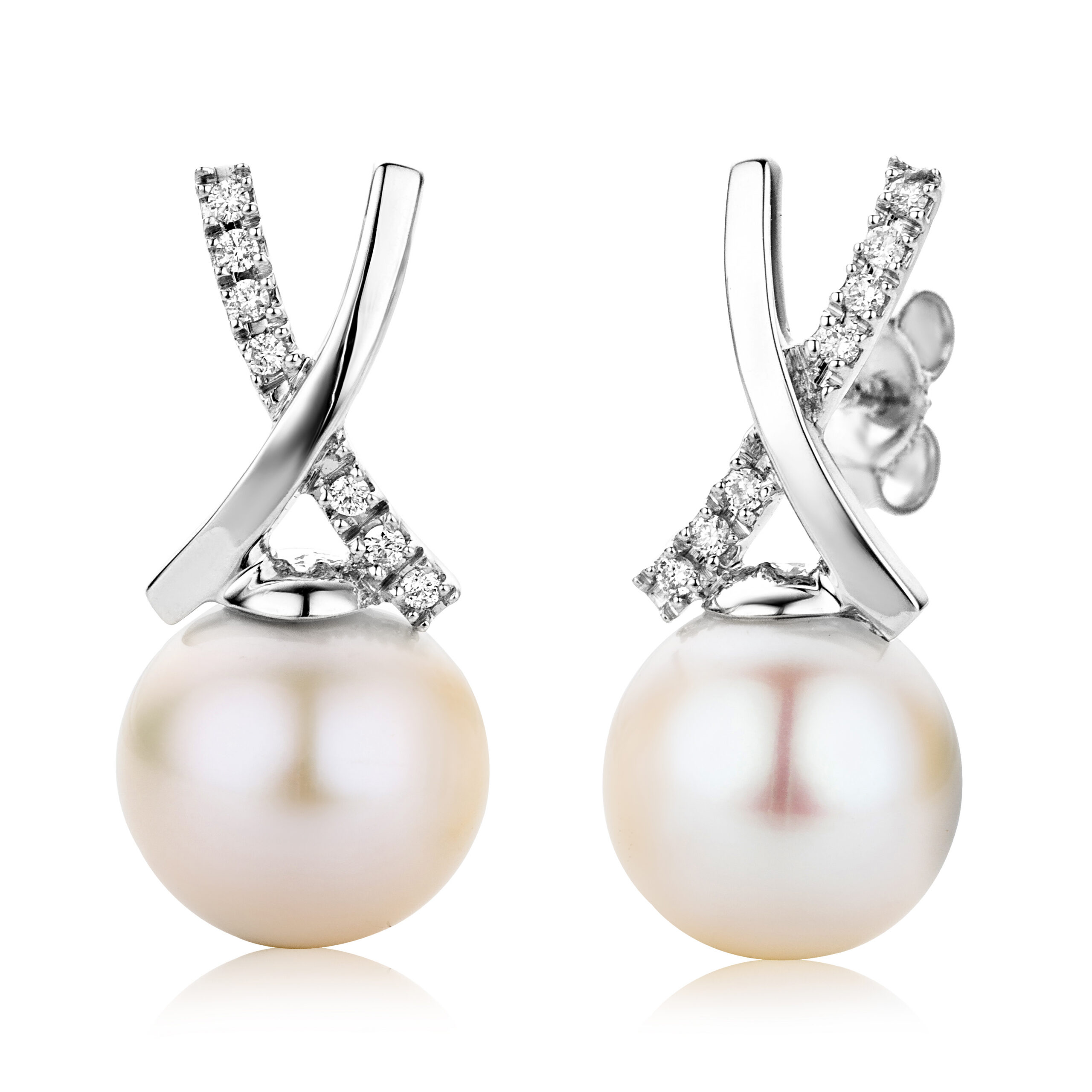 Miore Orecchini Perle Oro Bianco 18Kt 750
