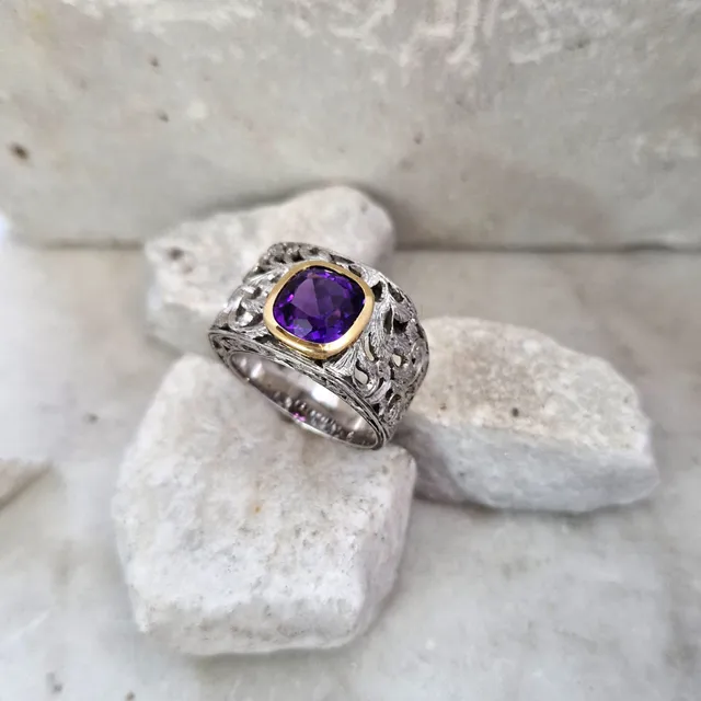 Anna Gioielli Jolly Jewels Ametista anello oro argento asimmetrico