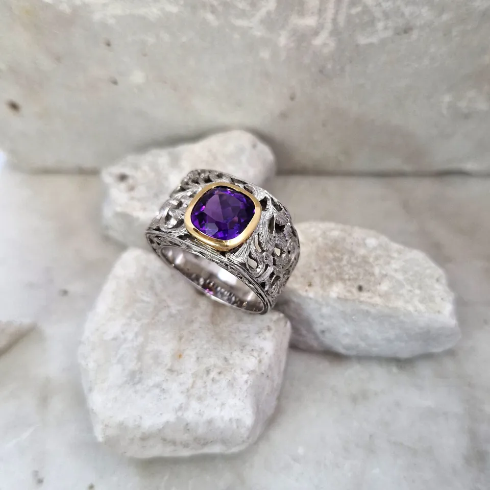 Anna Gioielli Jolly Jewels Ametista anello oro argento asimmetrico
