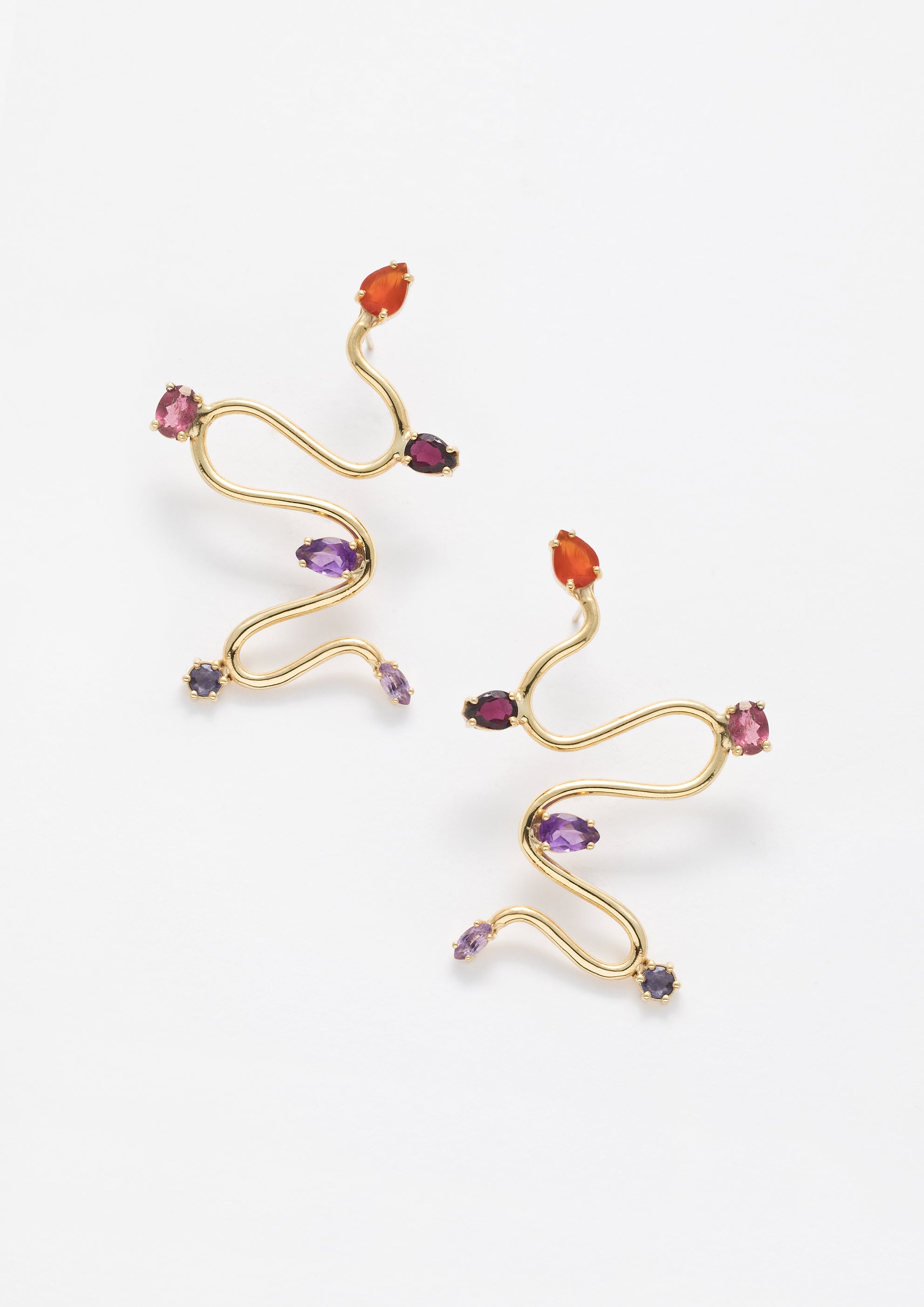 Voodoo Jewels Bold Shapes Yamuna orecchini argento dorato pietre