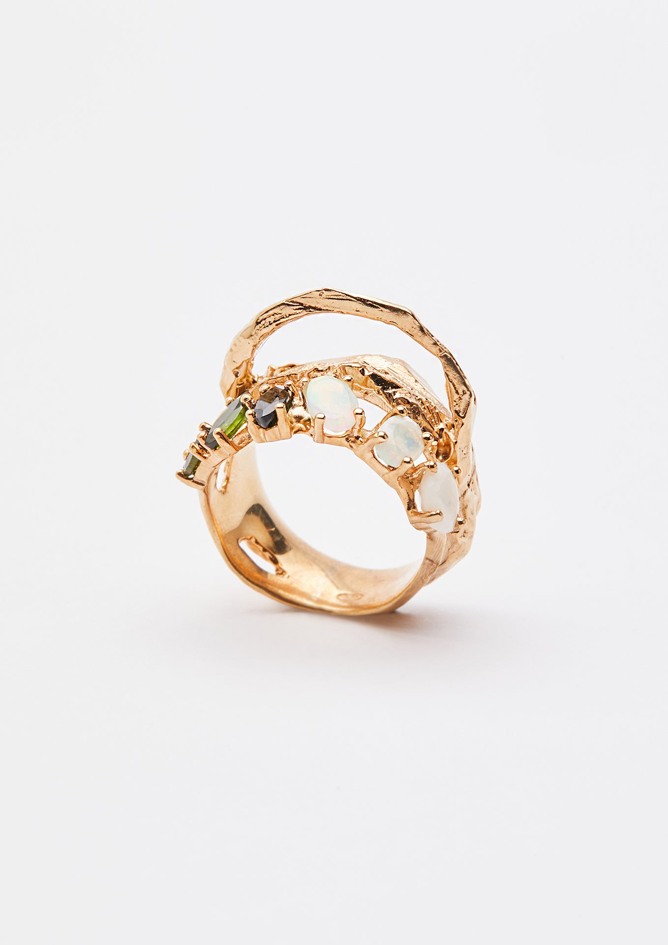 Voodoo Jewels Bold Shapes Ibo Anello Tormaline Opali
