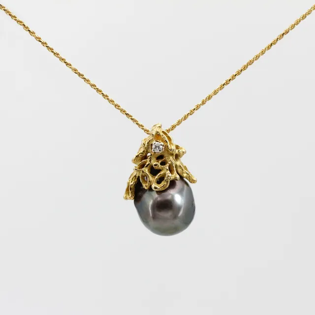 Anna Gioielli Marte Pendente Oro Perla Tahiti Diamante