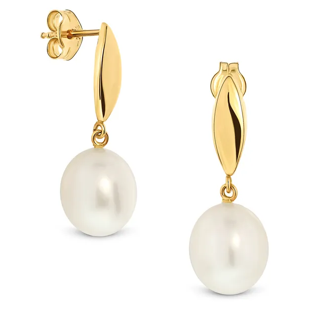 Miore Orecchini Oro Giallo 9Kt Perla Acqua Dolce