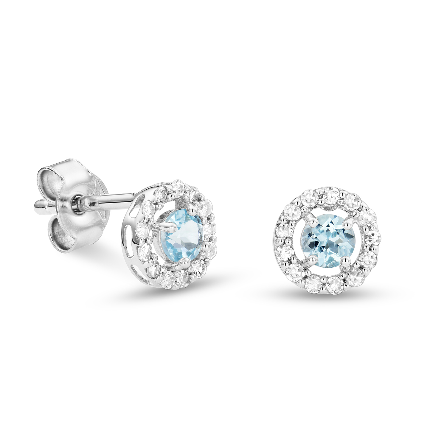 Miore Orecchini Oro Bianco 9Kt Topazio Blu