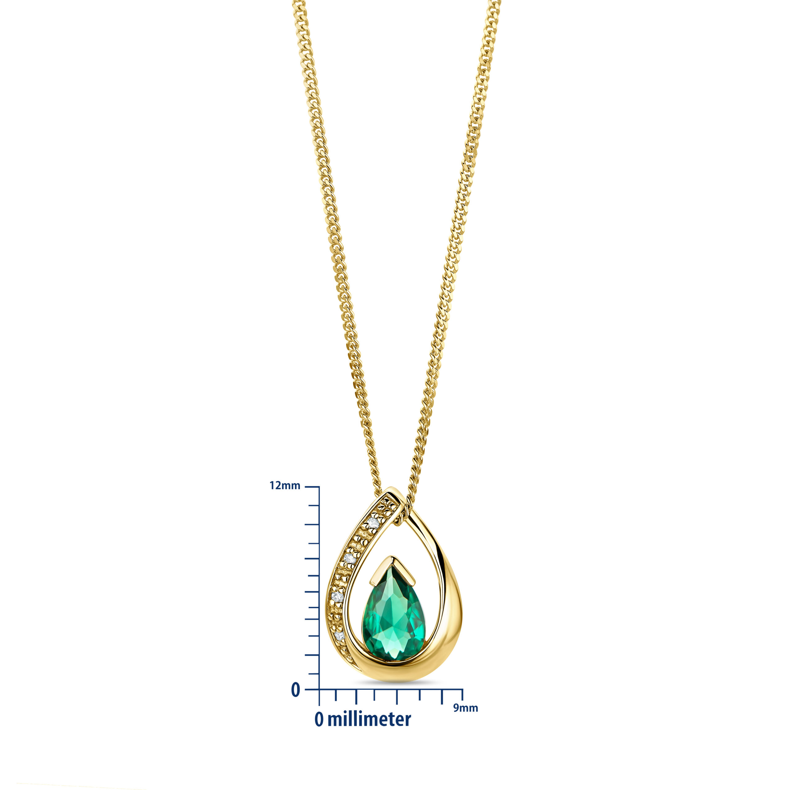 MIORE Necklace Collana Oro Giallo 9KT Smeraldo