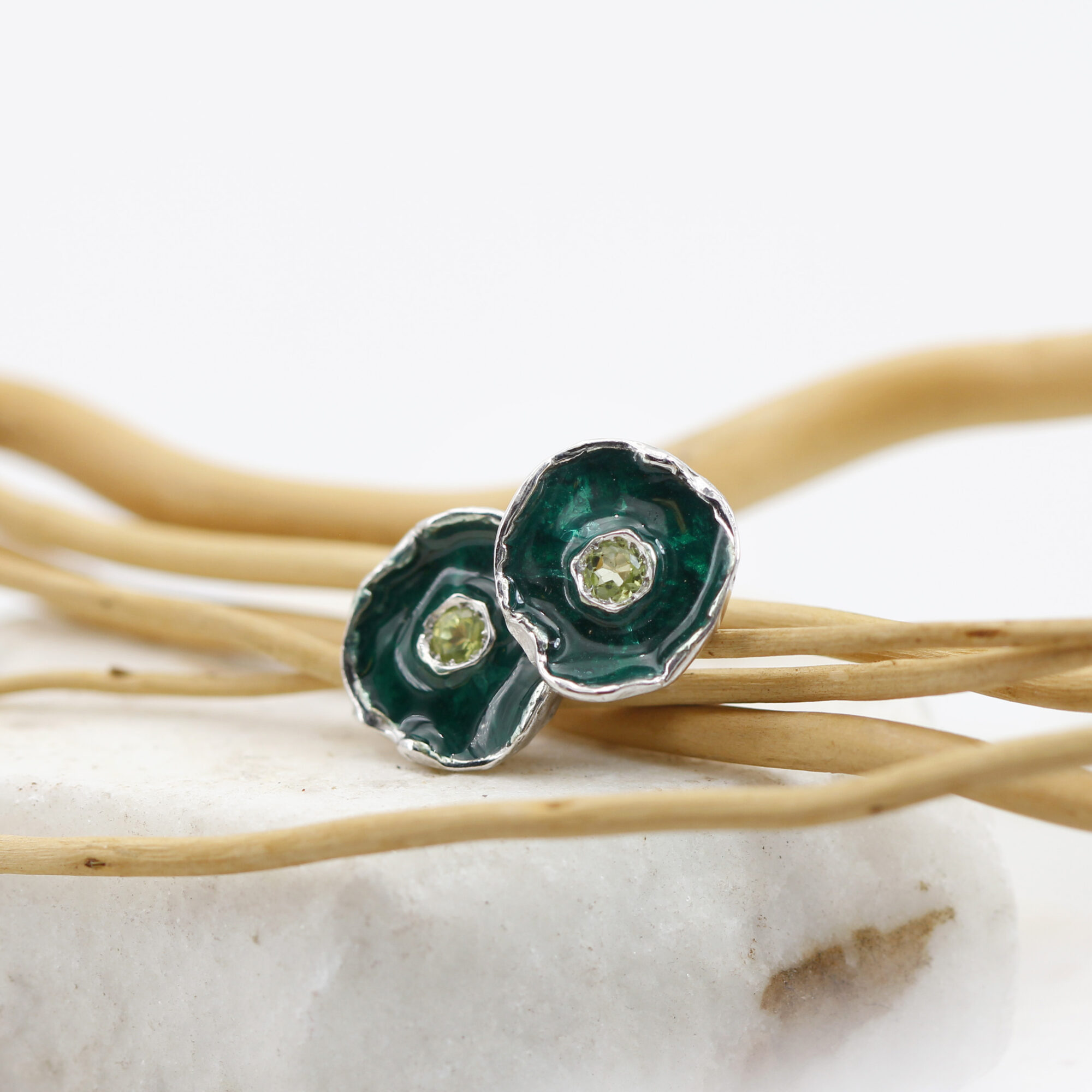 Anna Gioielli Winter Flower orecchini argento peridoto verde