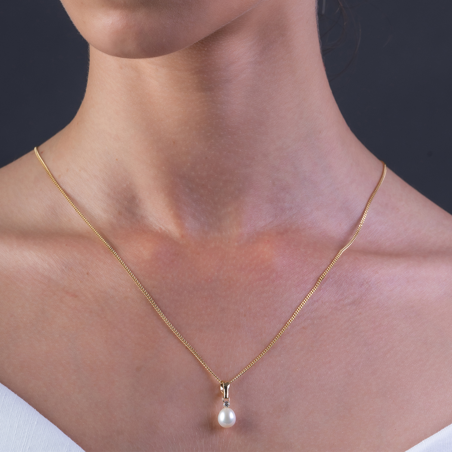 Miore Ciondolo Oro Giallo 14Kt Perla e Zirconia