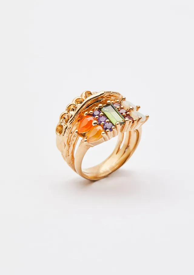 Voodoo Jewels Bold Shapes Simbi anello tormalina oro
