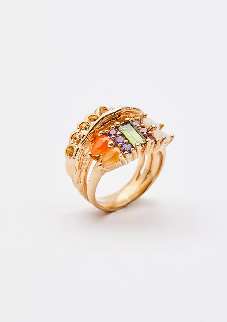Voodoo Jewels Bold Shapes Simbi anello tormalina oro
