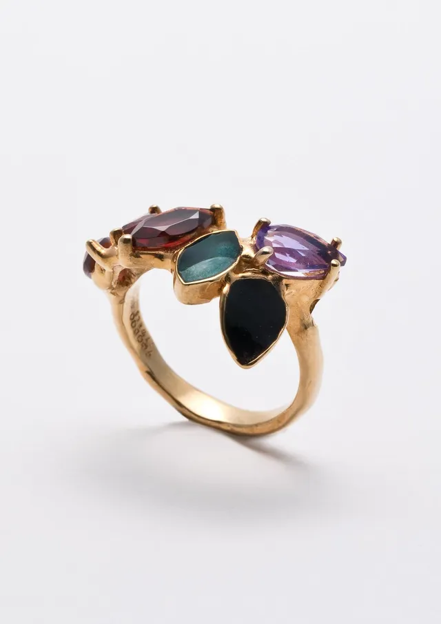 Voodoo Jewels Dhara anello argento dorato tormaline