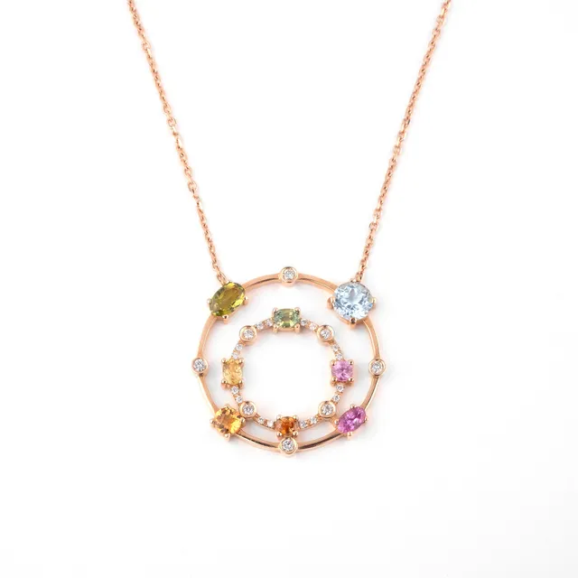 Noi Gioielli Firenze 1873 Incanto pendente oro rosa 18k pietre colorate