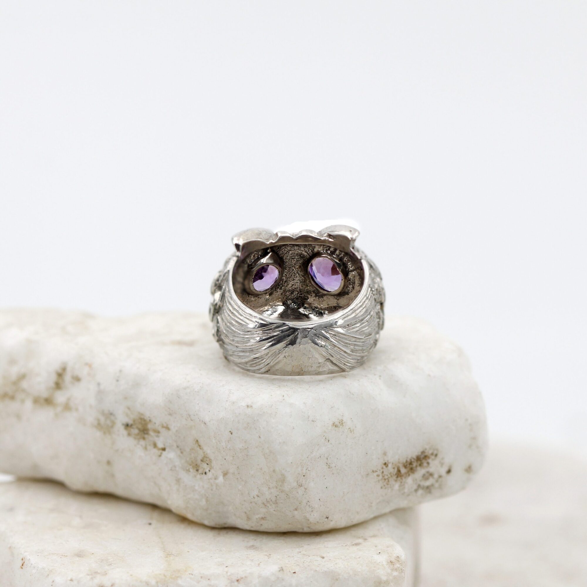 Anna Gioielli Anelli Owl Ring Argento Gufo Ametista