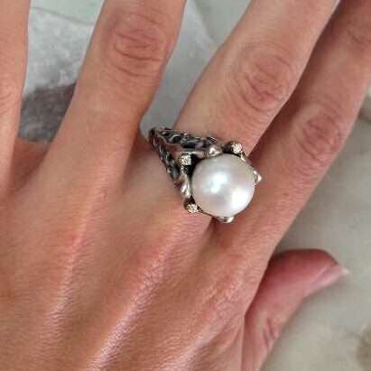 Anna Gioielli Jolly Jewels anello argento perla diamanti 0.12 ct