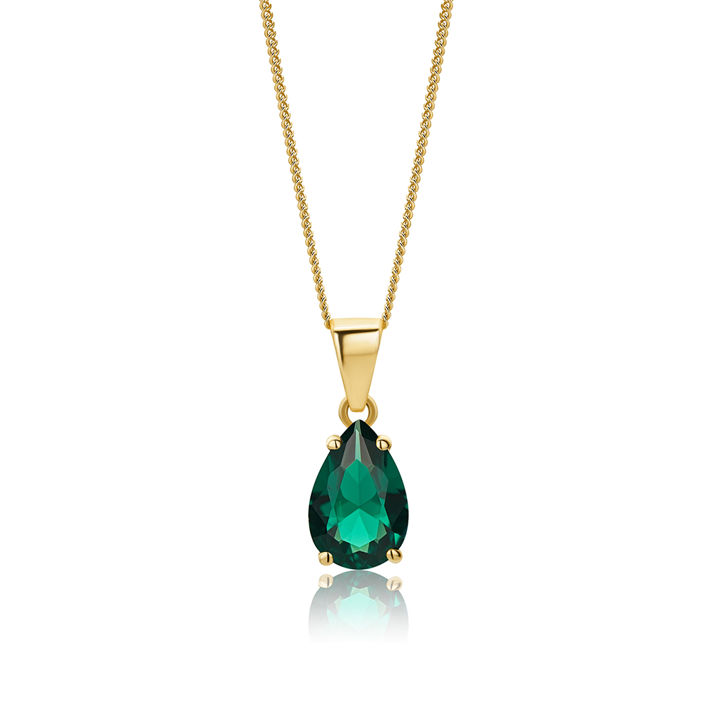 Miore Collana Oro Giallo 9Kt Smeraldo Creato