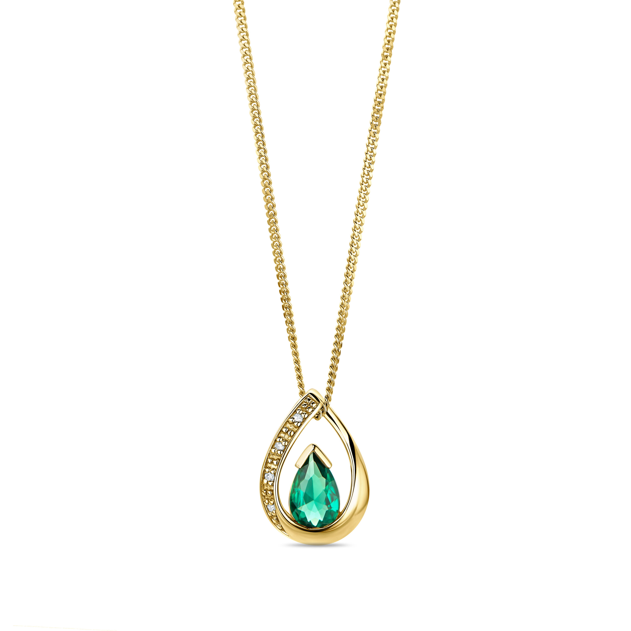 MIORE Necklace Collana Oro Giallo 9KT Smeraldo