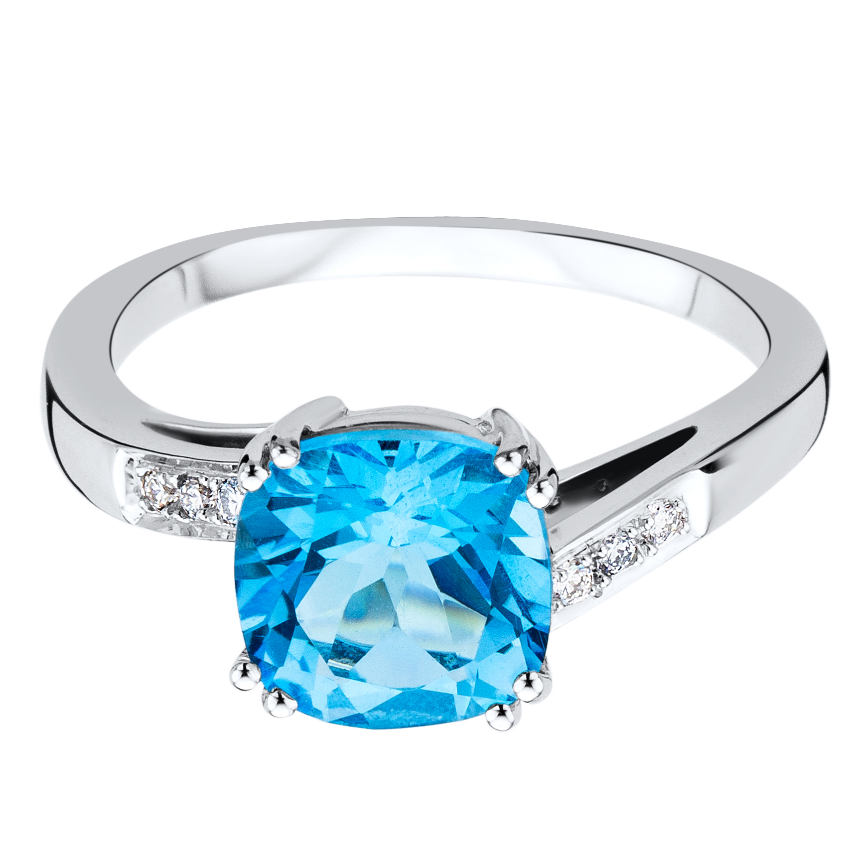 Miore Ring Anello Oro Bianco 9KT Topazio Blu