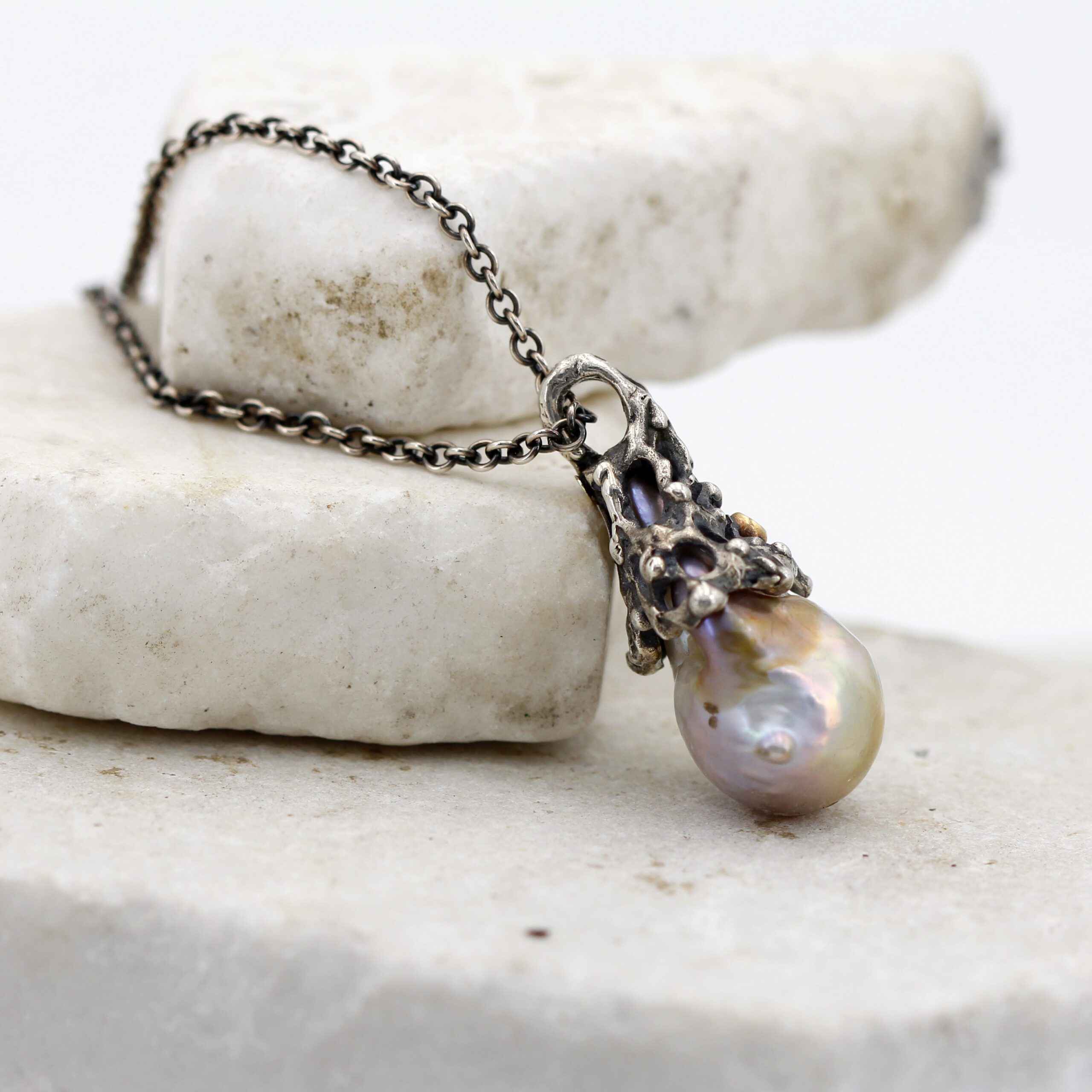 Anna Gioielli Marte pendente argento perla barocca diamante 50 cm