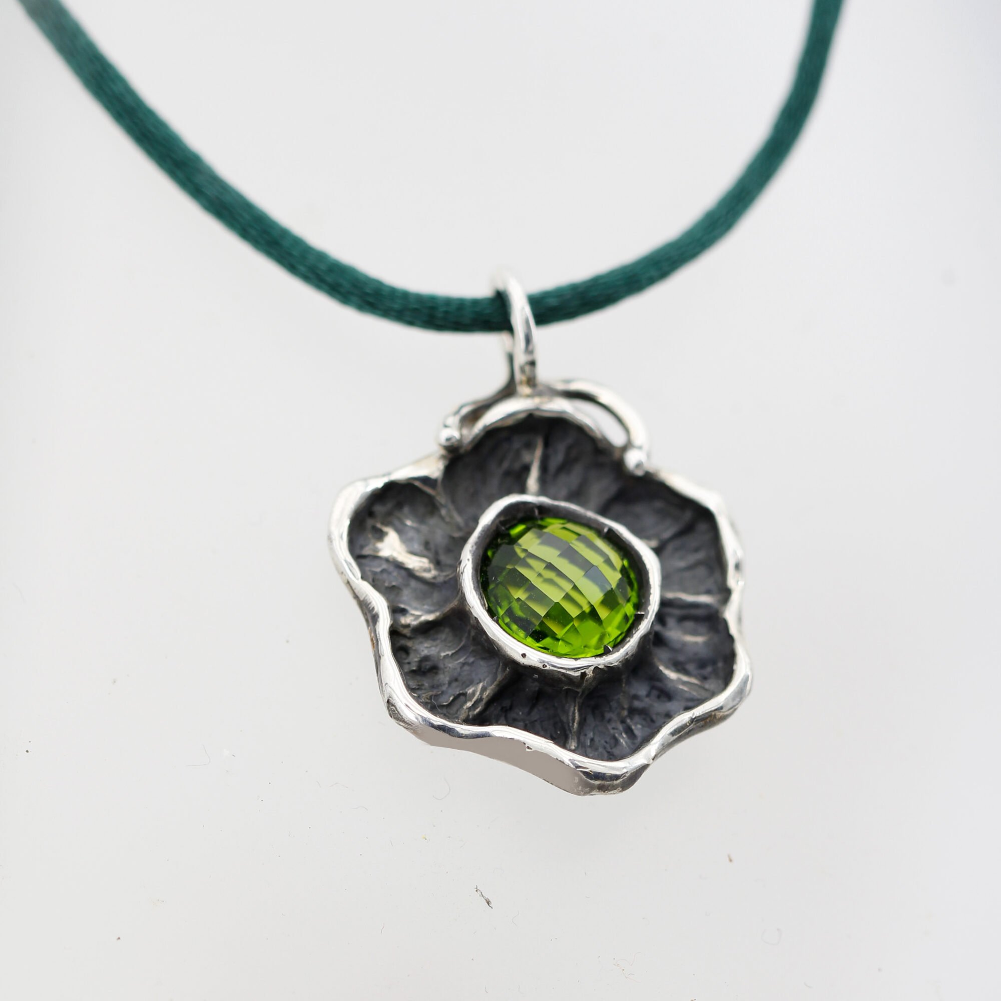 Anna Gioielli Pendenti Ciondolo Argento Fiore Zircone Verde 26mm