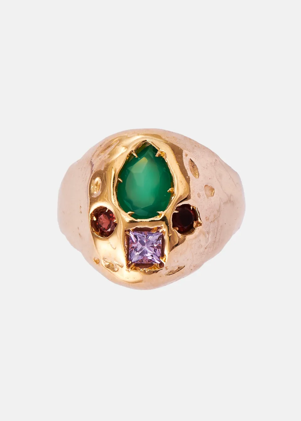 Voodoo Jewels Bold Shapes Izamal anello sigillo placcato oro