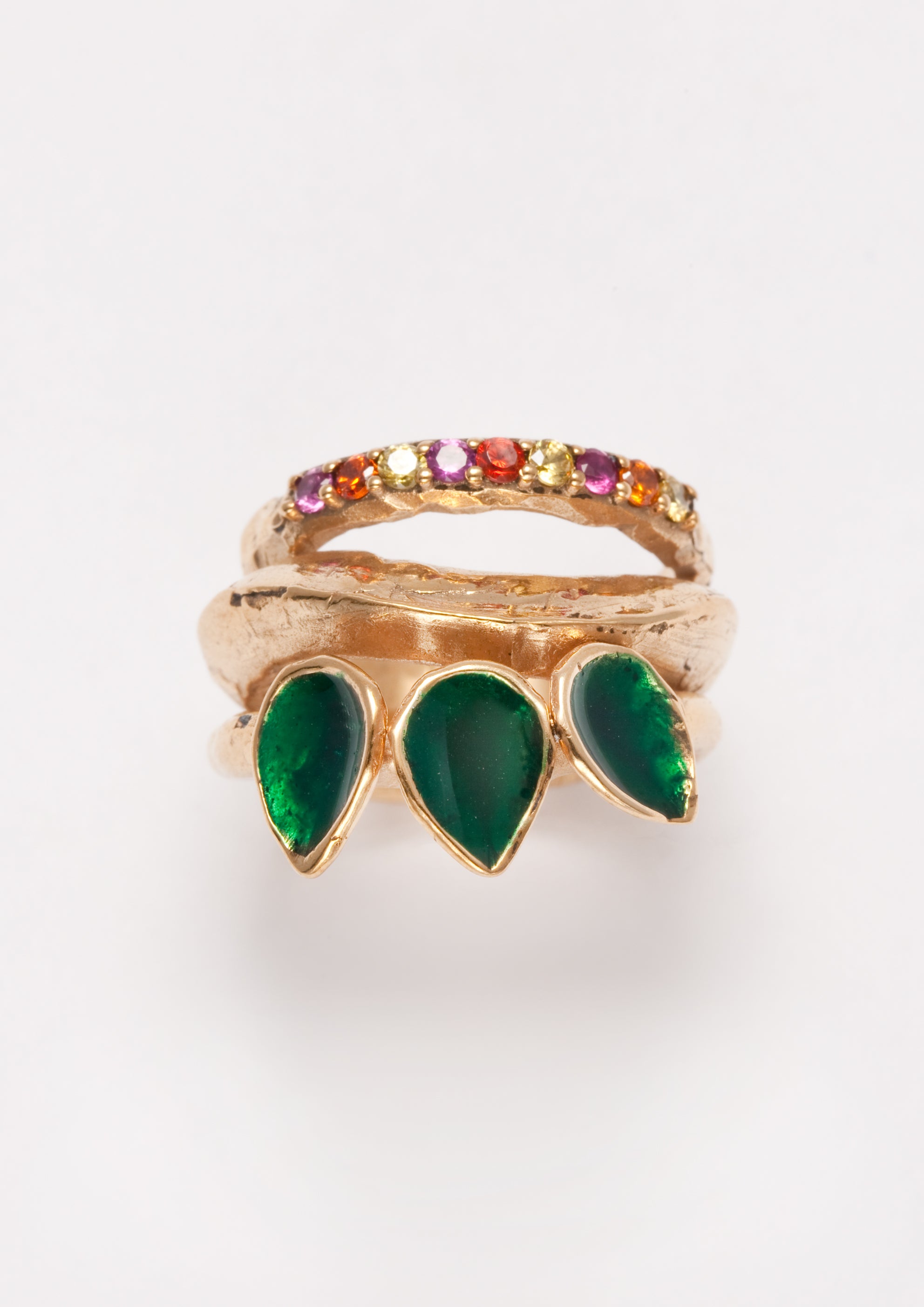 Voodoo Jewels Bold Shapes Galium anello bronzo oro pietre tonde