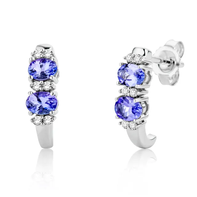 Miore Orecchini Oro Bianco 9Kt Tanzanite