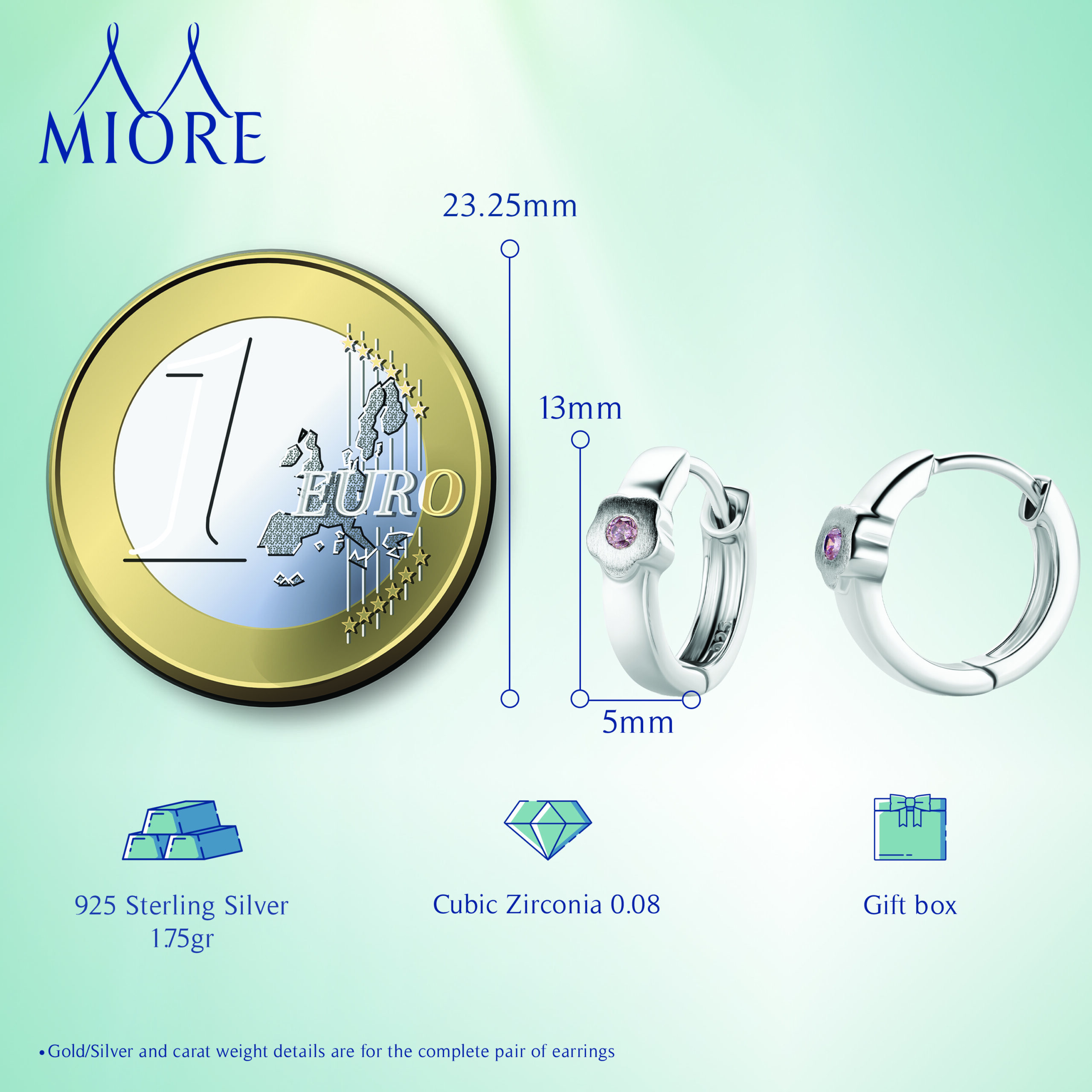 Miore Orecchini Argento 925 Zirconia Cubica
