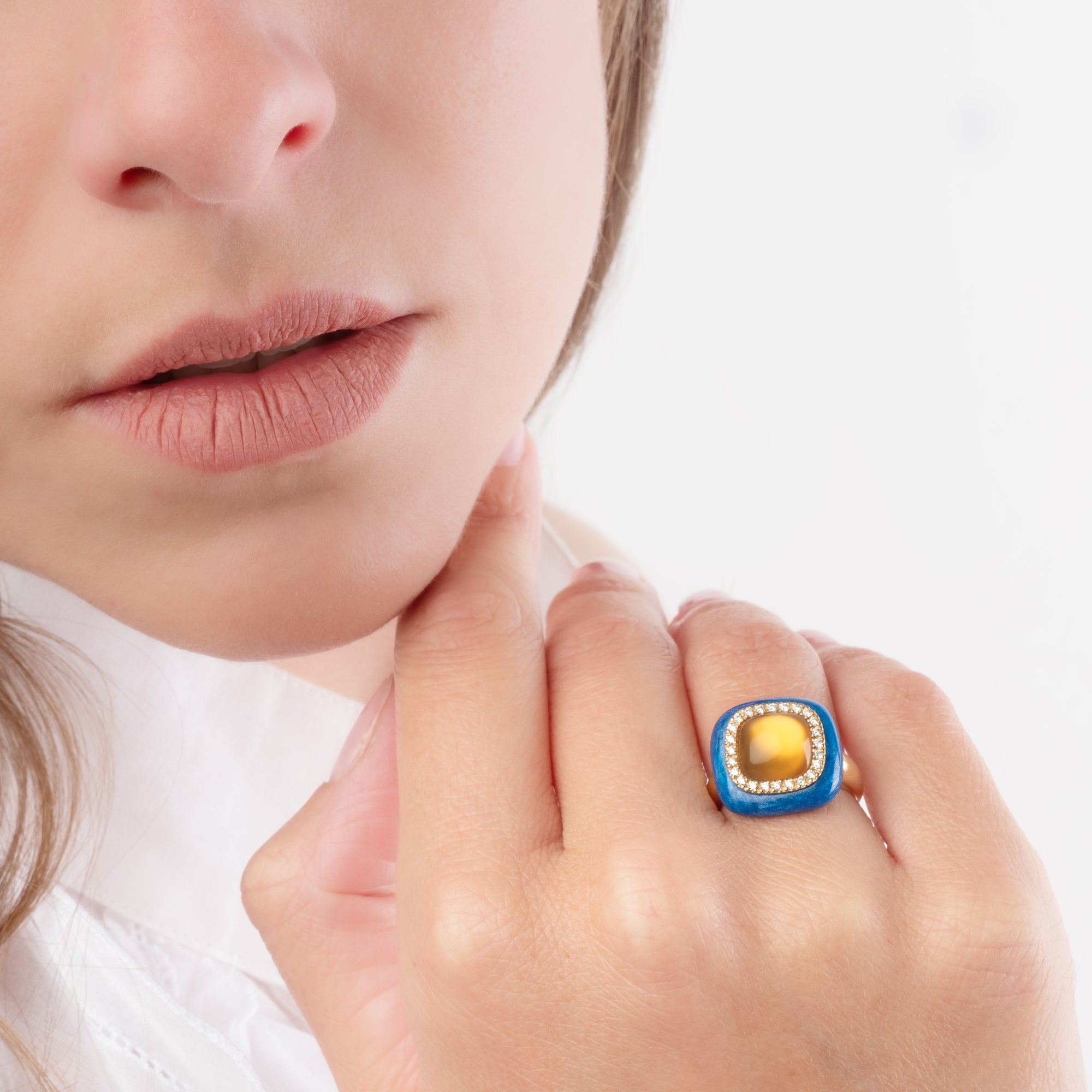 Noi Gioielli Mistica anello oro giallo 18k citrino diamanti