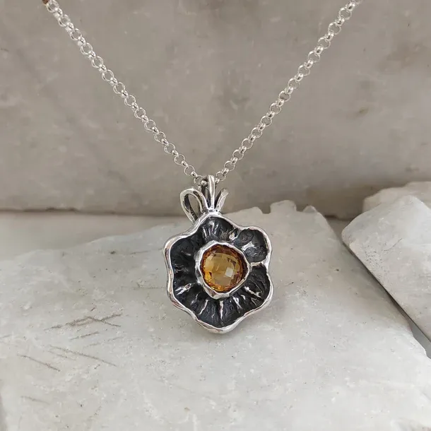 Anna Gioielli Winter Flower pendente argento quarzo citrino
