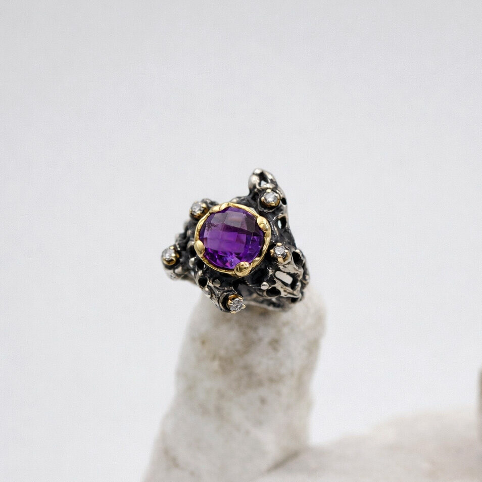 Anna Gioielli Collezione Marte Anello oro ametista diamanti 0,24 ct