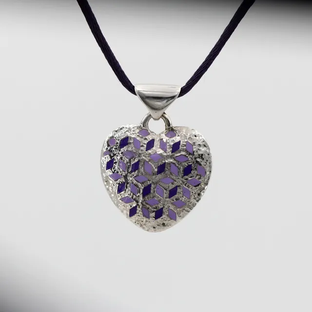 Anna Gioielli Pendenti Ciondolo Cuore Argento Smalto Viola