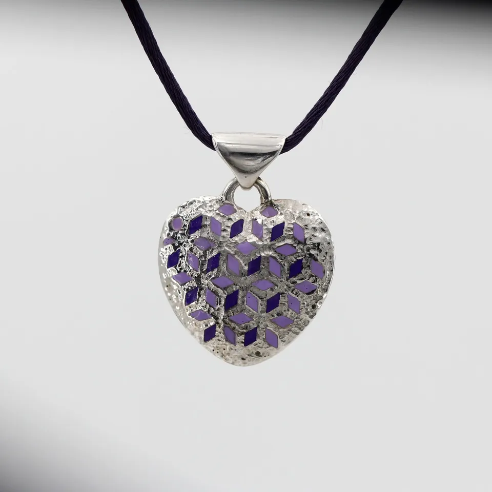 Anna Gioielli Pendenti Ciondolo Cuore Argento Smalto Viola