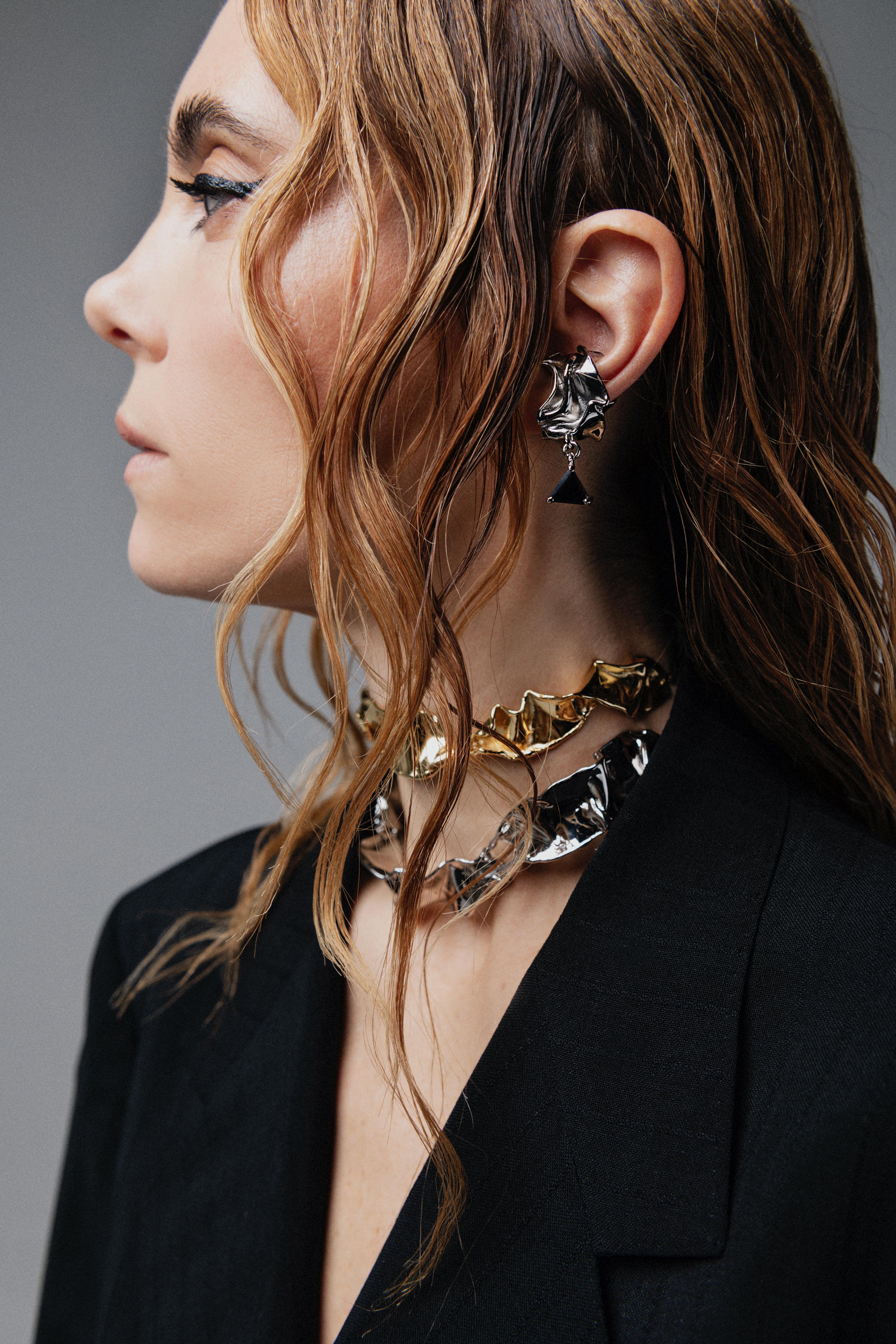 Voodoo Jewels Bold Shapes Asuka earcuff onice argento
