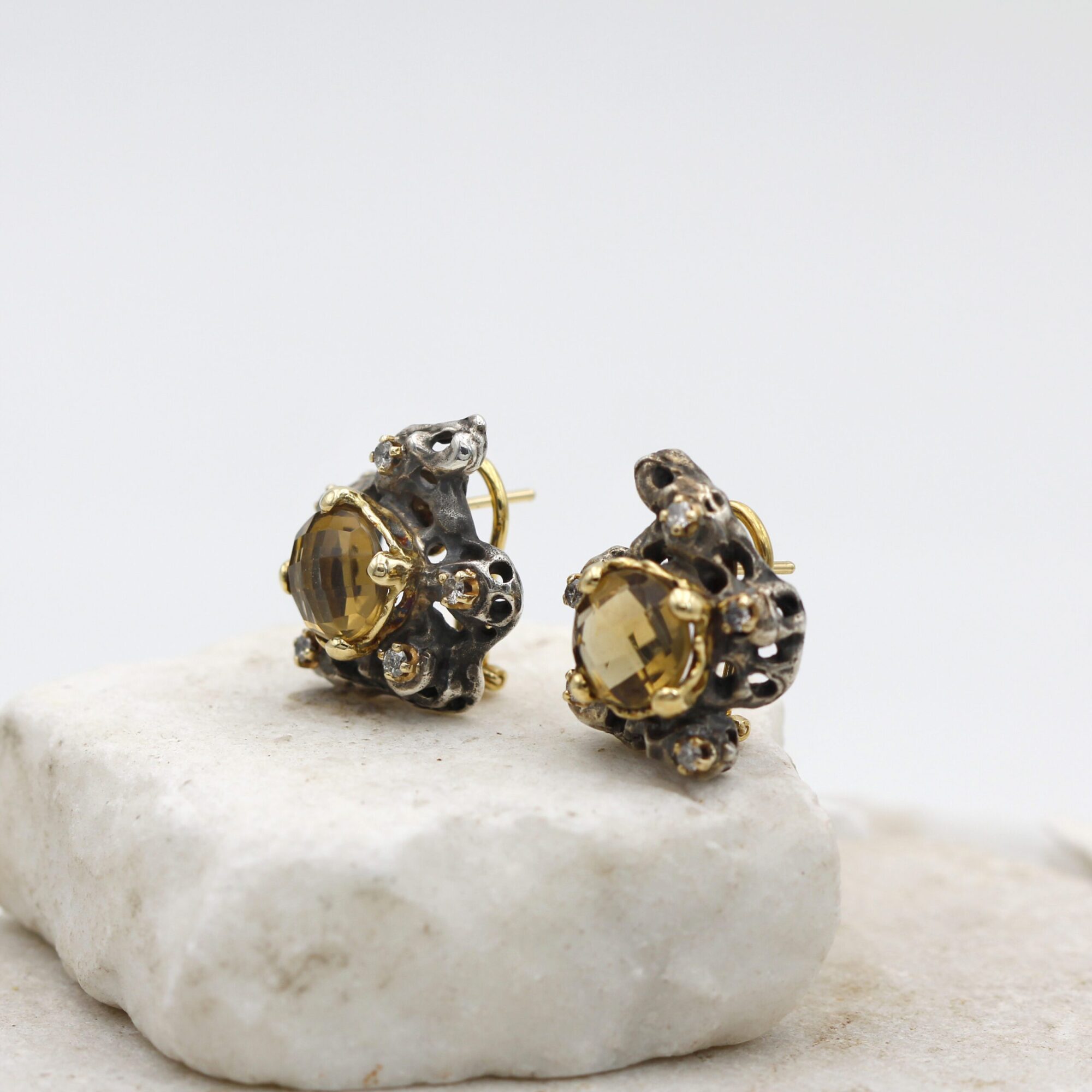 Anna Gioielli Marte Orecchini Citrino 8 ct Diamanti 20x23 mm