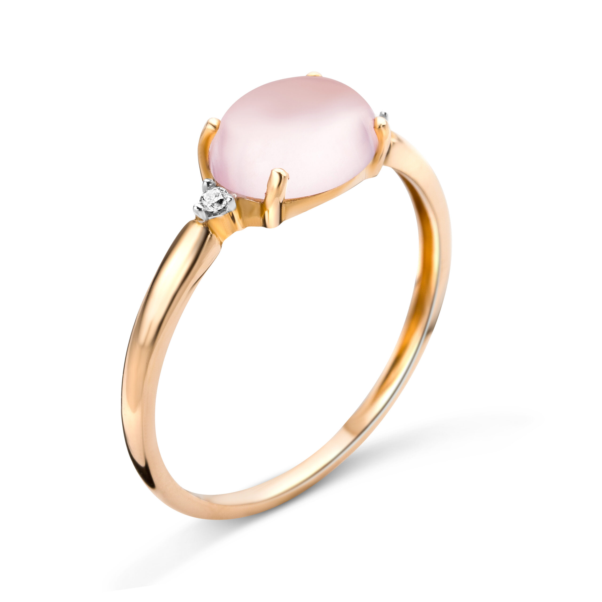 Miore Anello Oro Rosa 9Kt con Quarzo Rosa