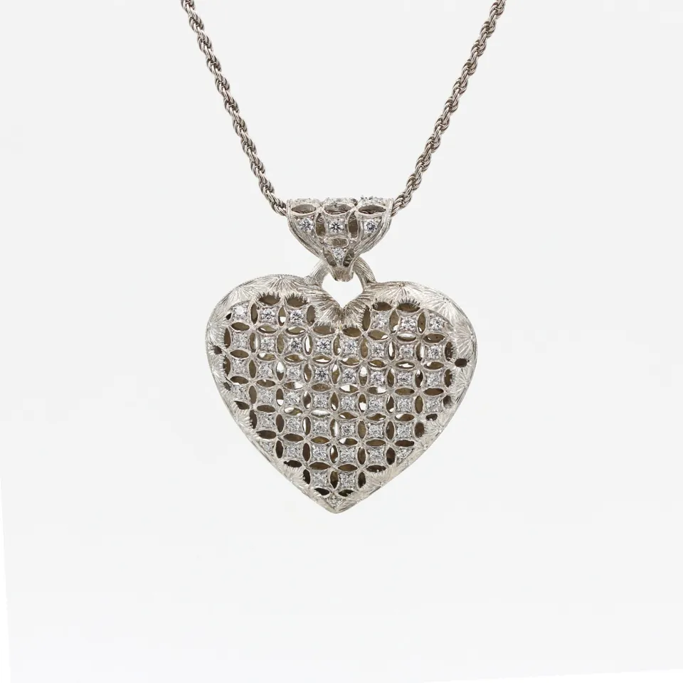 Anna Gioielli Pendenti Collana Cuore Argento 52 Zirconi Corda
